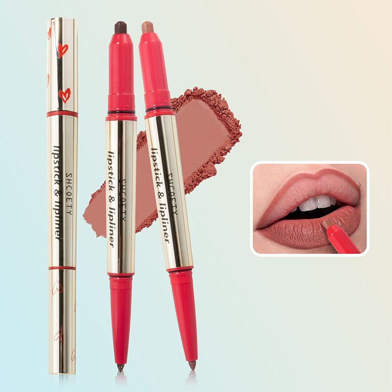 Lápiz labial y delineador de labios en crayón de doble punta multicolor