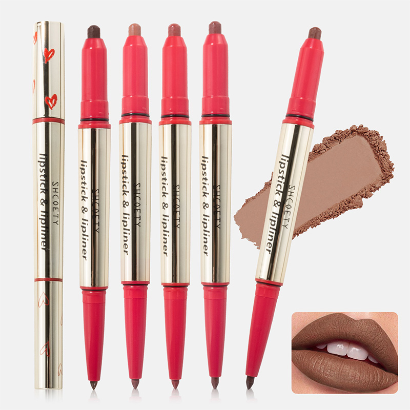 Lápiz labial y delineador de labios en crayón de doble punta multicolor