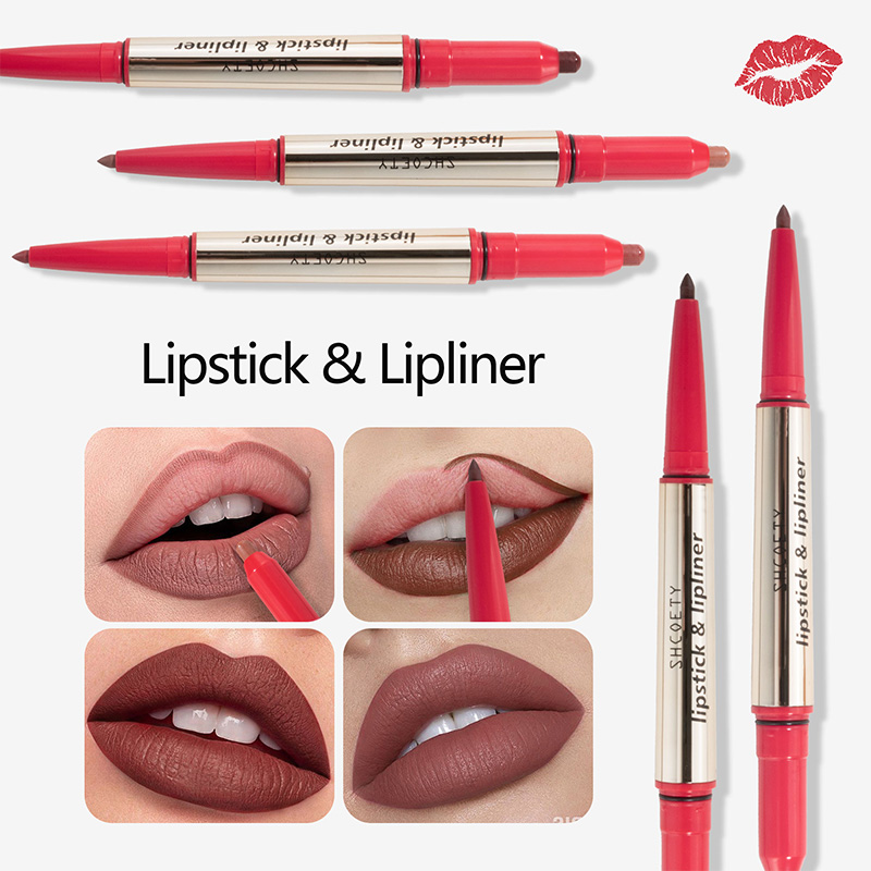 Lápiz labial y delineador de labios en crayón de doble punta multicolor
