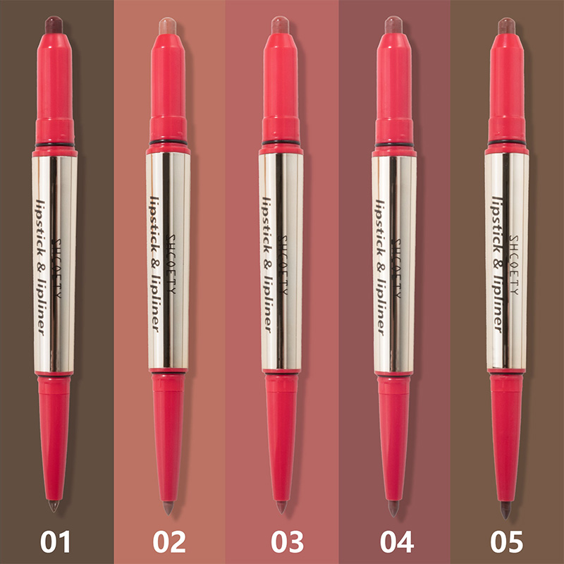 Lápiz labial y delineador de labios en crayón de doble punta multicolor