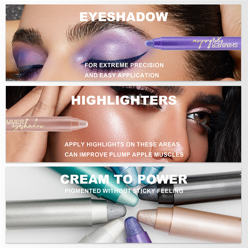 Lápiz de sombra de ojos abrillantador en crema brillante de 8 colores