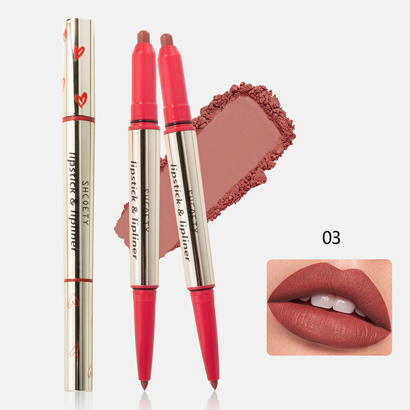 Lápiz labial y delineador de labios en crayón de doble punta multicolor