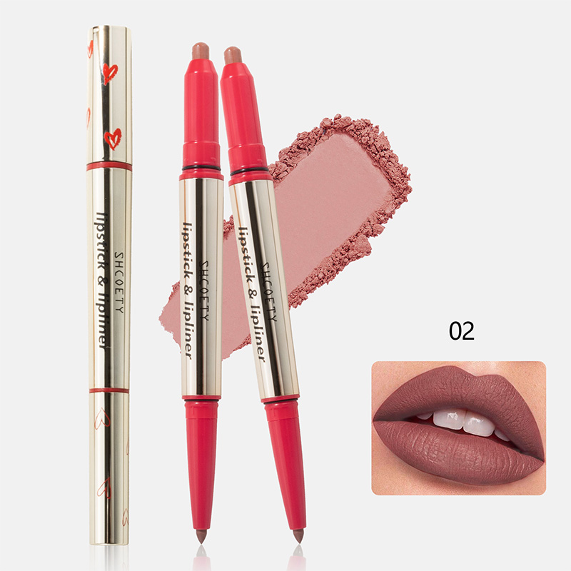 Lápiz labial y delineador de labios en crayón de doble punta multicolor
