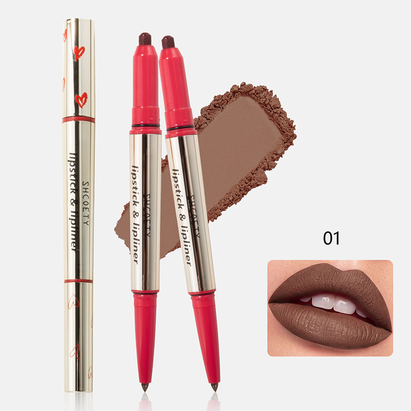 Lápiz labial y delineador de labios en crayón de doble punta multicolor